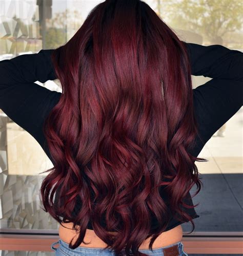 Deep Ruby Red Hair Color Stunning Column Slideshow