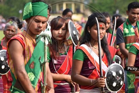Image Of Assam Tribal People Celebrating Suwori Festival With Bihu