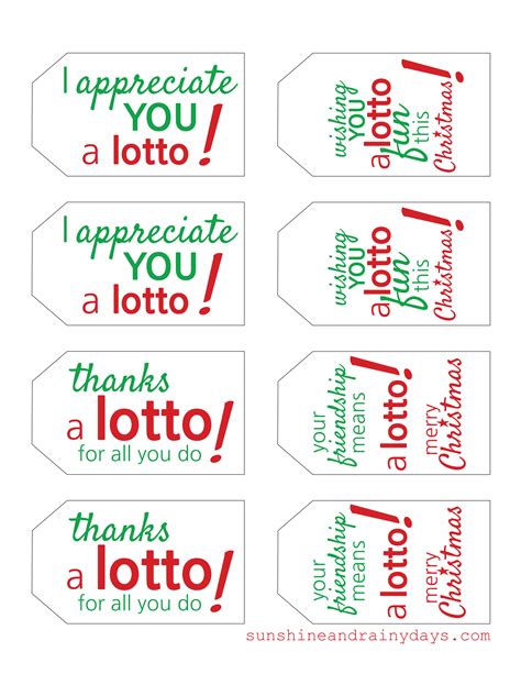 Free Printable Lottery Ticket Gift Tag
