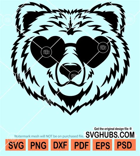 Bear Face With Sunglasses Svg Bear With Sunglasses Svg Bear With