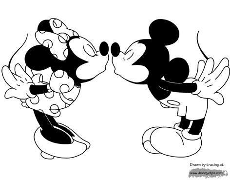Mickey And Minnie Kissing Coloring Pages