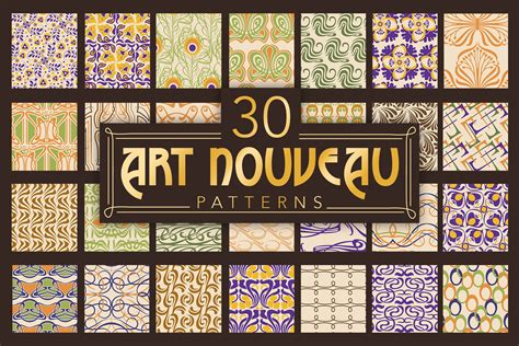Art Nouveau Vector Patterns Graphic Patterns Creative Market