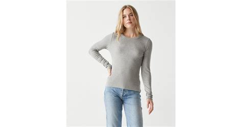 Michael Stars Zola Ribbed Tee In Gray Lyst