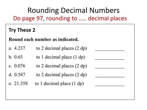 Rounding Decimal Numbers Ppt