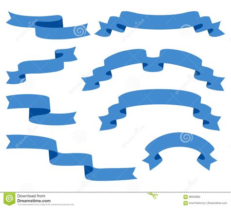 Collection Of Ribbons With Blue Vector Eps10 Stock Vector