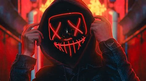 Hoodie Guy Red Neon Light Mask Guy Light Hd Wallpaper Pxfuel