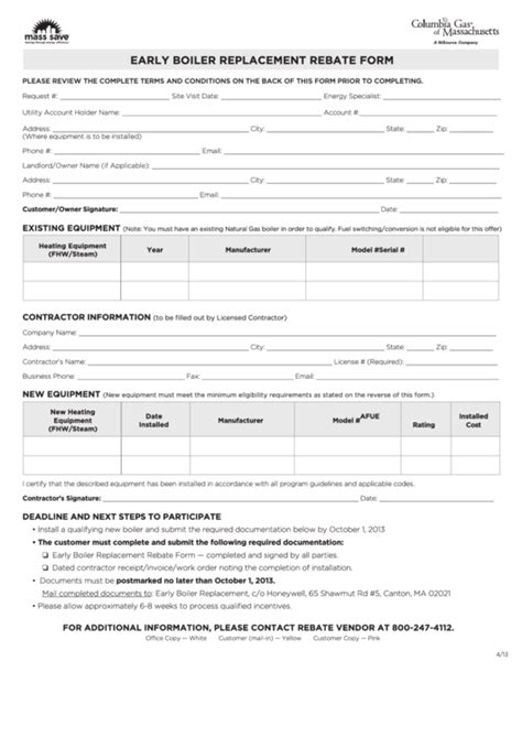 Early Furnace Replacement Rebate Form