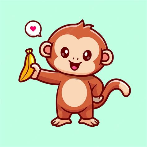 Free Vector Cute Monkey Holding Banana Cartoon Vector Icon