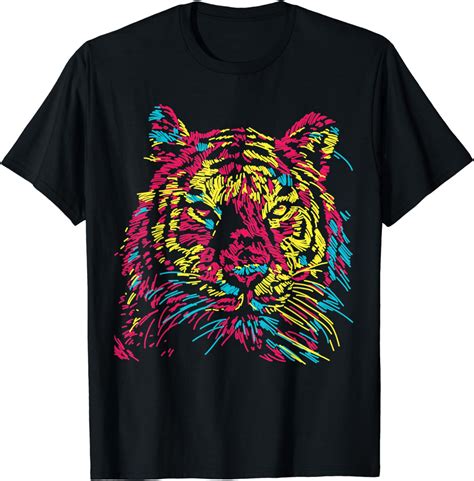 Colorful Tiger Tee Shirts Tigers Fashion Graphic Design T Shirt Clothing