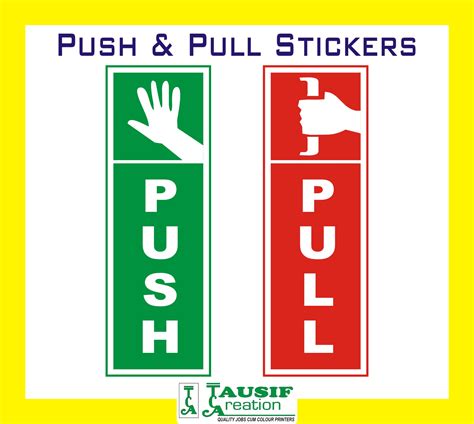Buy New Push Pull Sign Laminated Glossy Doors Sticker 45 Inch L X 15