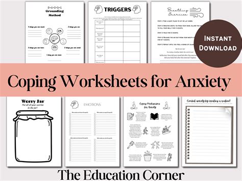 Anxiety Worksheets Mental Health Worksheets Pdf Printable Instant Download Trigger And Coping