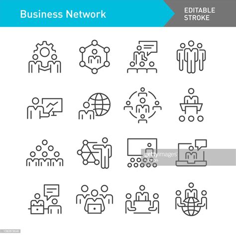 Business Network Icons Line Series Editable Stroke High Res Vector
