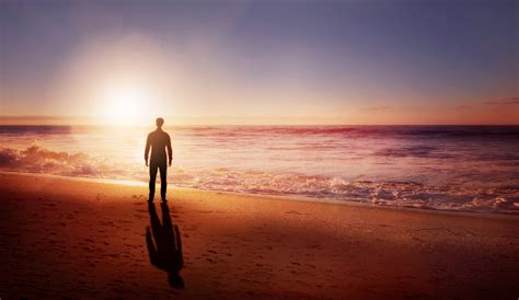 Man 5k Sunset Hd Silhouette Seascape Beach Coolwallpapersme