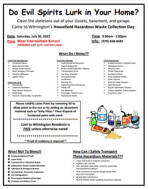 Wilmington Household Hazardous Waste Day Set For July 30 Wilmington Apple
