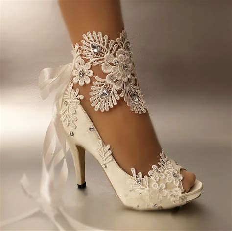Buy Dress Shoes Women Pumps Open Toe Lace Wedding
