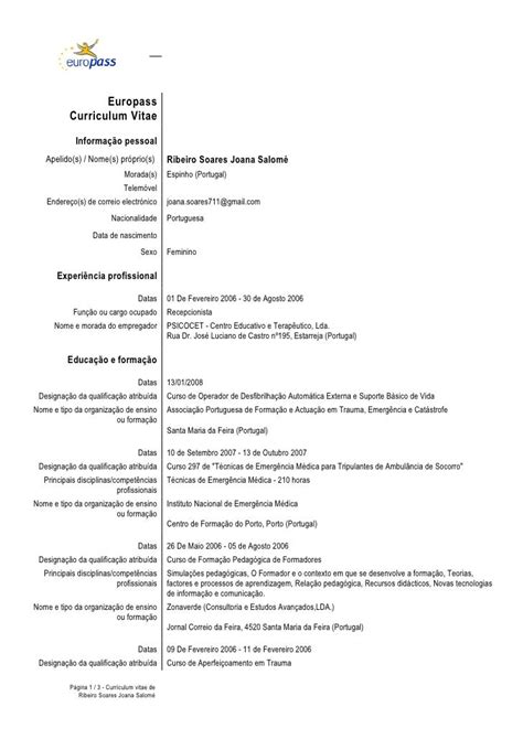 Curriculm Vitae Modelo Europeu