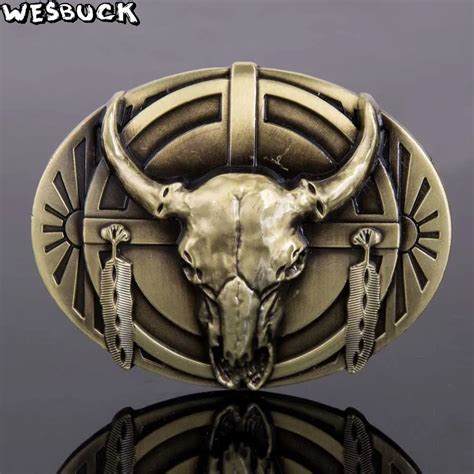 Wholesale Wesbuck Brand Fashion Mens Belt Bull Metal Buckles Punk Rock