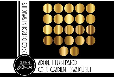 Adobe Illustrator Gold Gradient Swatch Ai Swatches Metallic Etsy