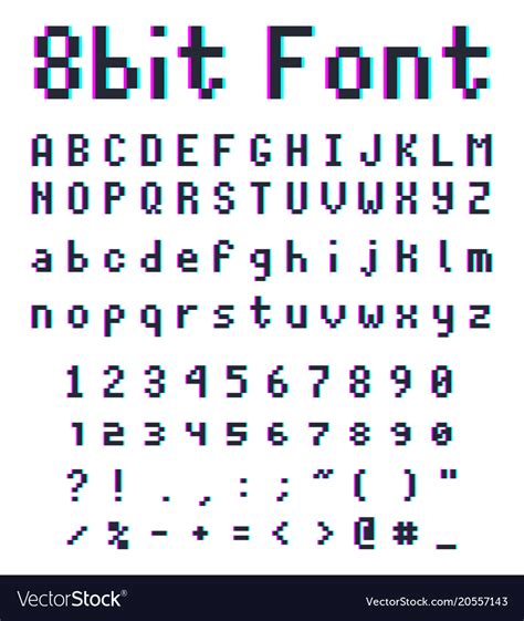 5 letter answer(s) to 8th letter of the alphabet. Pixel retro font 8-bit alphabet Royalty Free Vector Image