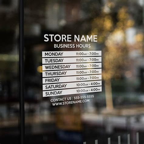 Custom Business Hours Sign Vinyl Decal Store Front Signs Etsy