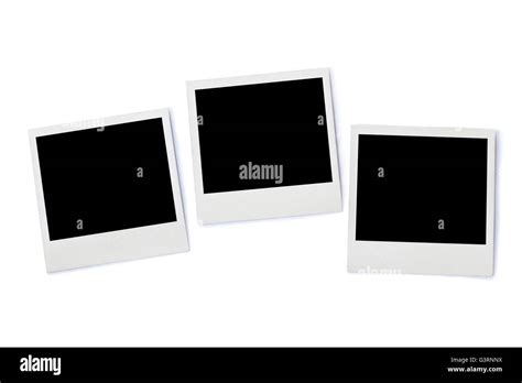 stack of instant photo frames isolated on white background template ready to put photos stock