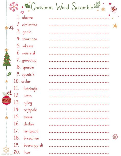 Christian Word Scramble Games Printable