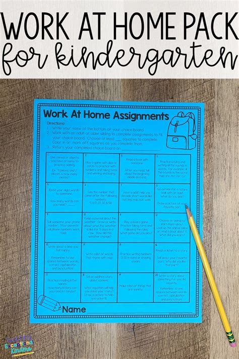 Kindergarten Work From Home Choice Board Distance Learning Life