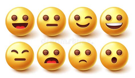 Set Vettoriale Di Emoji Smileys Collezione Sorridente Emoticon Con