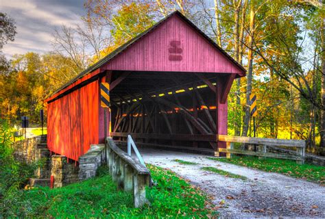 Pa Country Roads Bailey Covered Bridge Over Ten Mile Creek No 2a
