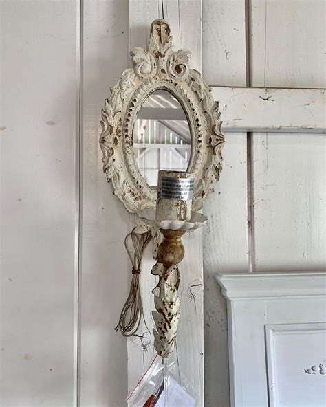 Pin By Vickey Williams On One Day At French Cottage Mirrored Wall Sconce Wood Mirror Sconces