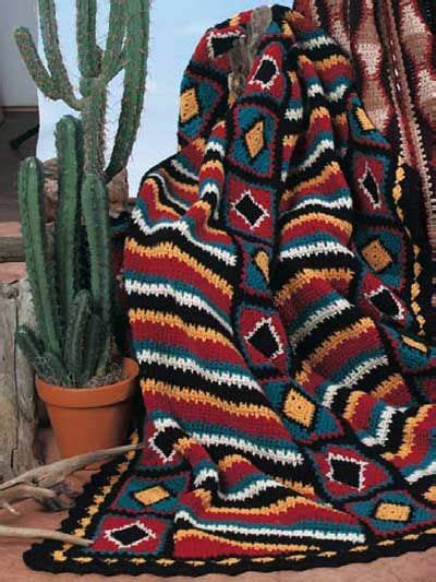 Navajo Diamonds And Stripes Crochet Afghan Patterns Free Afghan