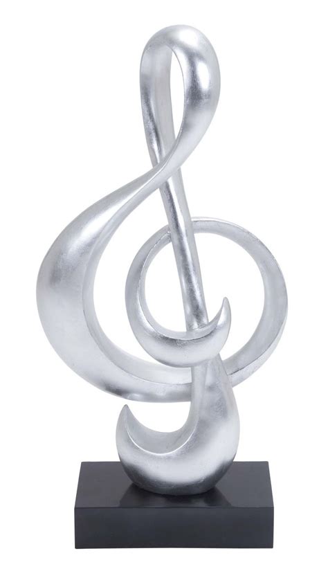 Polystone Foil Finish Silver Sculpt In Musical Note Shape Notes