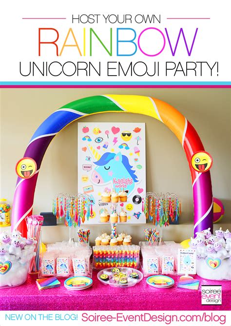 Rainbow Unicorn Emoji Party Ideas - Soiree Event Design