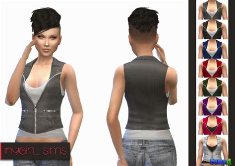 Pocketed Leather Vest With Tank At Nygirl Sims Sims 4 Updates