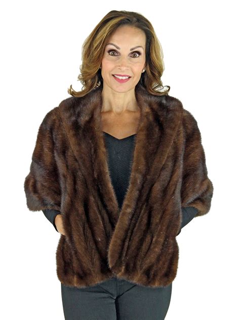 Mahogany Mink Fur Stole Womens Fur Stole Medium Estate Furs