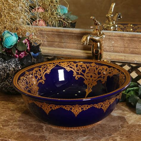 Europe Vintage Style Ceramic Washing Basin Bathroom Counter Top