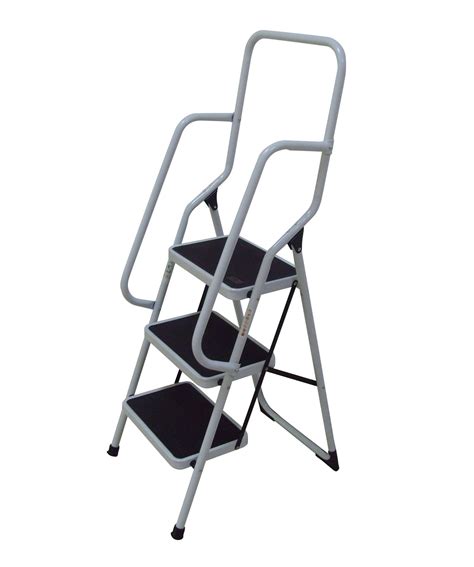 Foldable Non Slip 3 Step Steel Ladder Tread Stepladder Safety Handrail