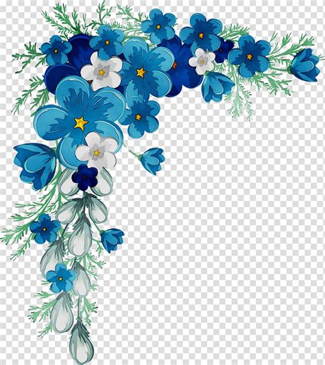 Blue Flower Borders And Frames Floral Design Aqua Flower Bouquet