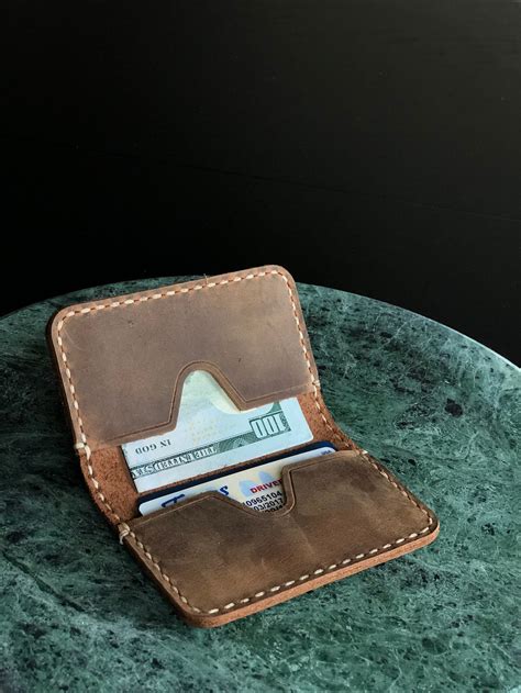 Leather Business Card Holder Leather Bifold Wallet Etsy