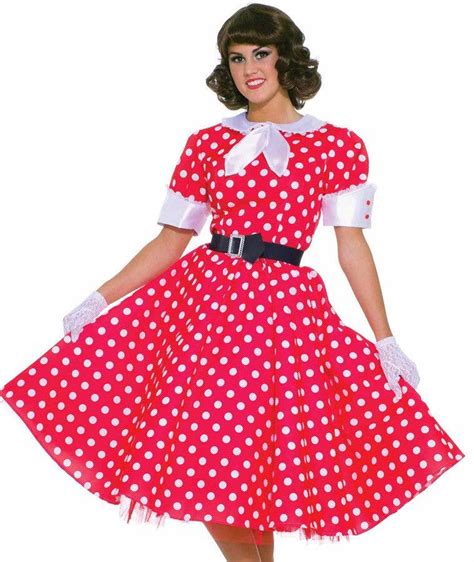 Womens Red And White 50s Housewife Costume 1950s Costume For Women