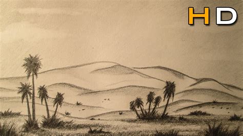 How To Draw A Desert Landscape With Pencil Step By Step Timelapse