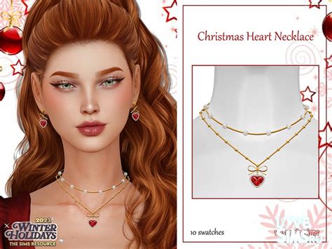 Скачать подвеска Christmas Heart Necklace для Симс 4