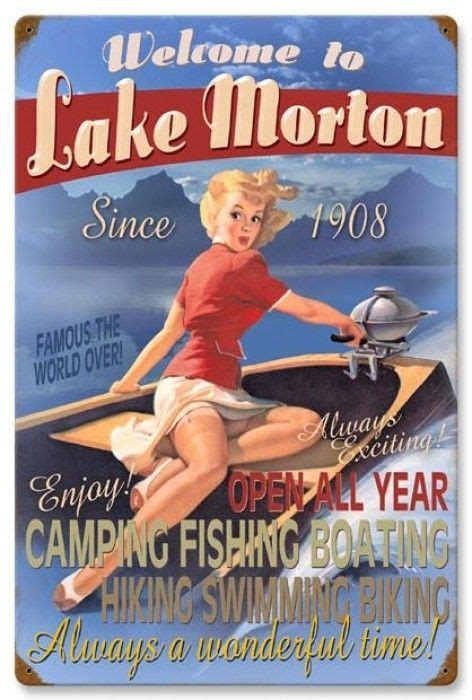 Retro Welcome To Lake Metal Sign Personalized 16 X 24 Inches