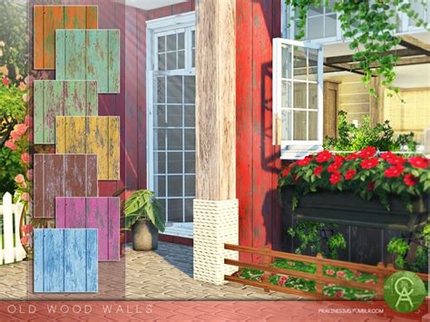 By Pralinesims Found In Tsr Category Sims 4 Walls Wood Wall Old