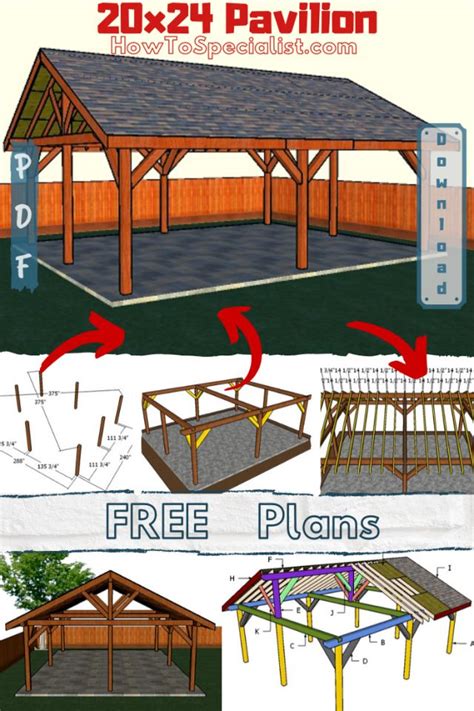 20x24 Pavilion Free Diy Plans Howtospecialist How To Build Step