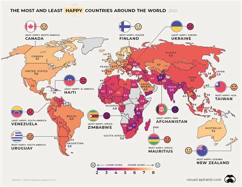 Mapped Happiness Levels Around The World In 2021