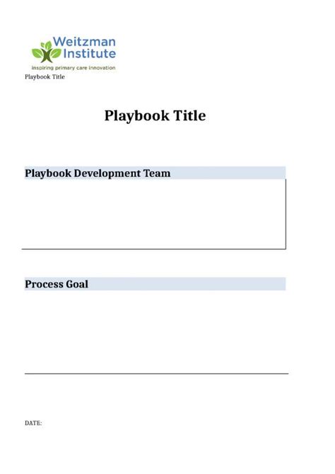 Playbook Template Playbook Project Team And Governance Selection Template