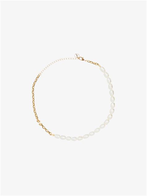 Anissa Kermiche Gold Plated Duel Pearl Necklace In Metallic Save