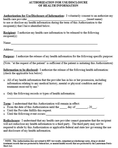 sample printable medical authorization forms printable samples