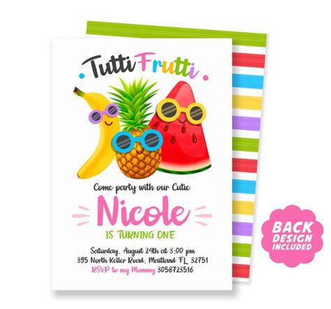 Tutti Frutti Invitation Printable And Personalized Party Invite Two
